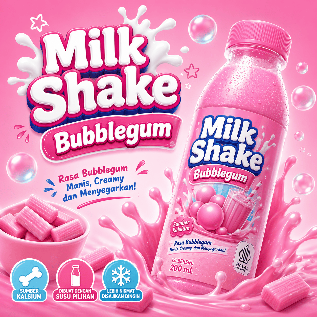 Milk Shake Bubblegum Warkop 84 minuman creamy rasa bubblegum